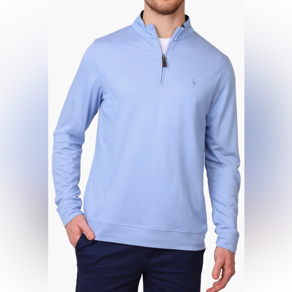 Taylor Byrd mens modal blend quarter zip polo sky blue size XXL